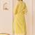 Lemon yellow embroidered chanderi silk kurti set with skirt