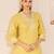 Lemon yellow embroidered chanderi silk kurti set with skirt