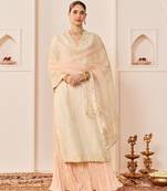 Daisy ivory embroidered chanderi silk kurti set with skirt