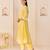 Lemon yellow embroidered chanderi silk choga kurti set
