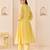 Lemon yellow embroidered chanderi silk choga kurti set