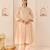 Carnation pink embroidered chanderi silk choga kurta set