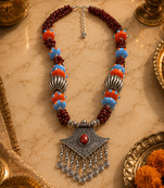Handcrafted heritage necklace with german silver ornament