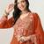 Orange embroidered chinon sharara salwar suit