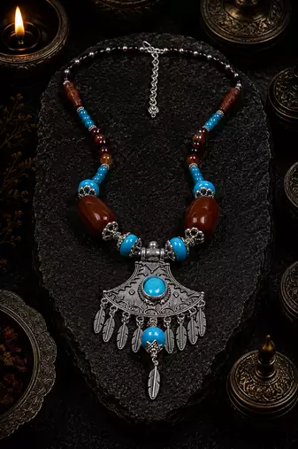 Earthy elegance assorted beads necklace