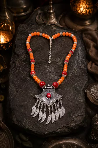 Gypsy soul beaded necklace with german silver pendant