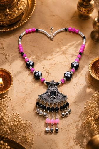 Traditional fusion multi-bead necklace