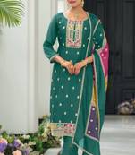 Sea Green embroidered chiffon pakistani suit