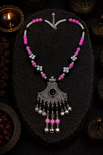 Traditional fusion multi-bead necklace