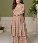 Pink embroidered georgette sharara