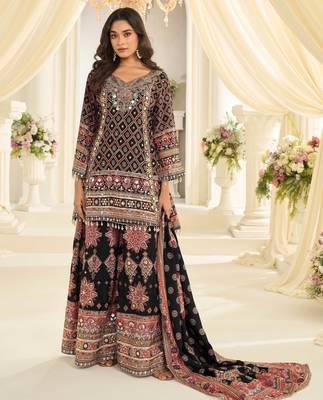 Black embroidered crepe sharara 1