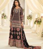 Black embroidered crepe sharara
