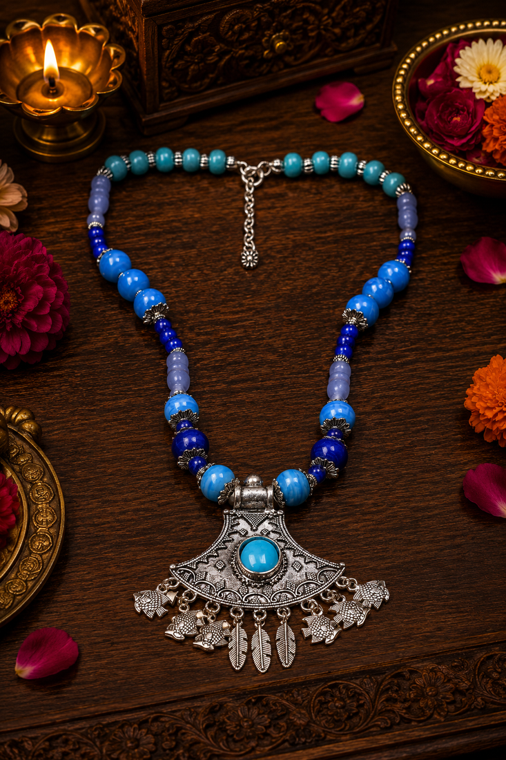 Indie charm assorted beads necklace