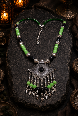 Tribal luxe necklace with german silver pendant 2