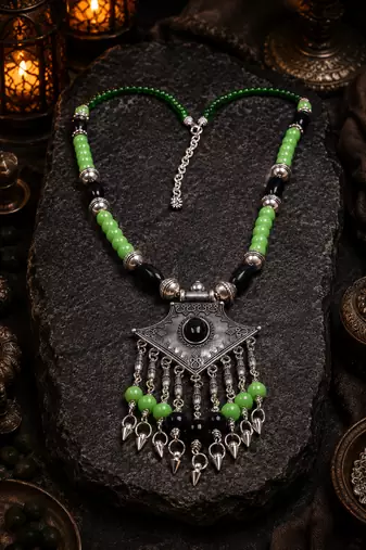 Tribal luxe necklace with german silver pendant