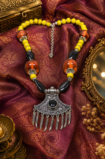 Bohemian raga multi-bead necklace