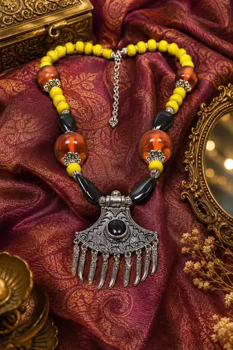 Bohemian raga multi-bead necklace
