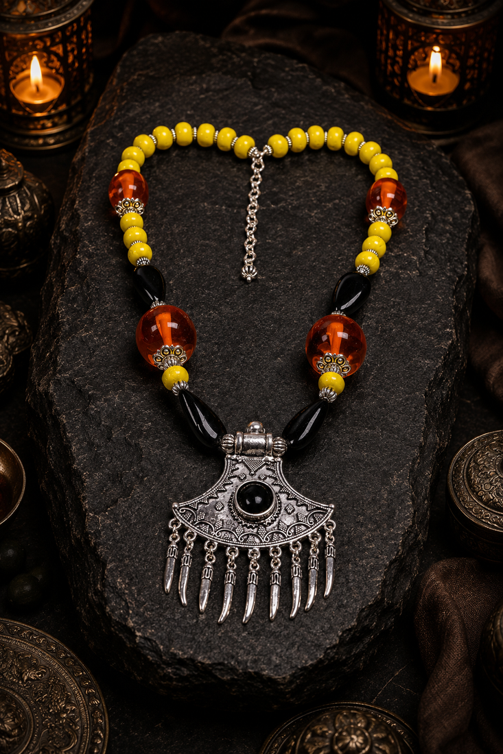 Bohemian raga multi-bead necklace