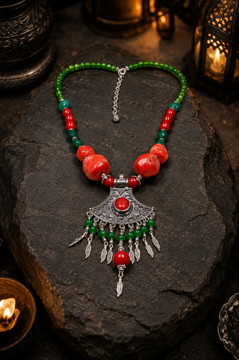 Vintage craft ornamental beads necklace