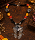 Cultural essence beaded necklace with german silver pendant