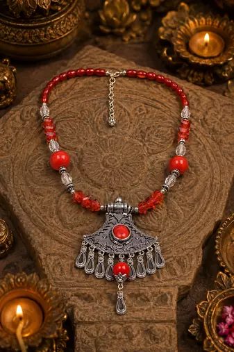 Desert moon assorted beads statement necklace