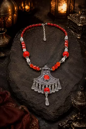 Desert moon assorted beads statement necklace