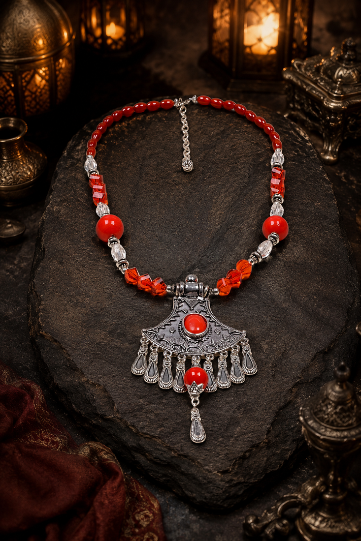 Desert moon assorted beads statement necklace