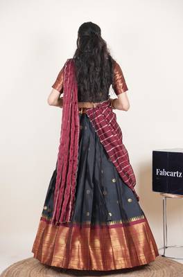 Black woven art silk lehenga choli 2