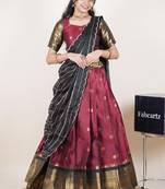 Maroon woven art silk lehenga choli