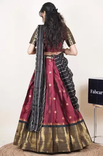 Maroon woven art silk lehenga choli