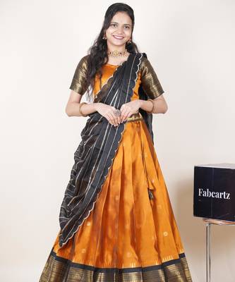 Mustard woven art silk lehenga choli 1