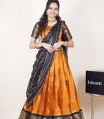 Mustard woven art silk lehenga choli