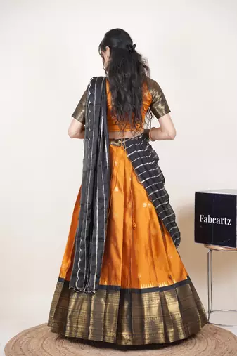 Mustard woven art silk lehenga choli