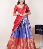 Blue woven art silk lehenga choli
