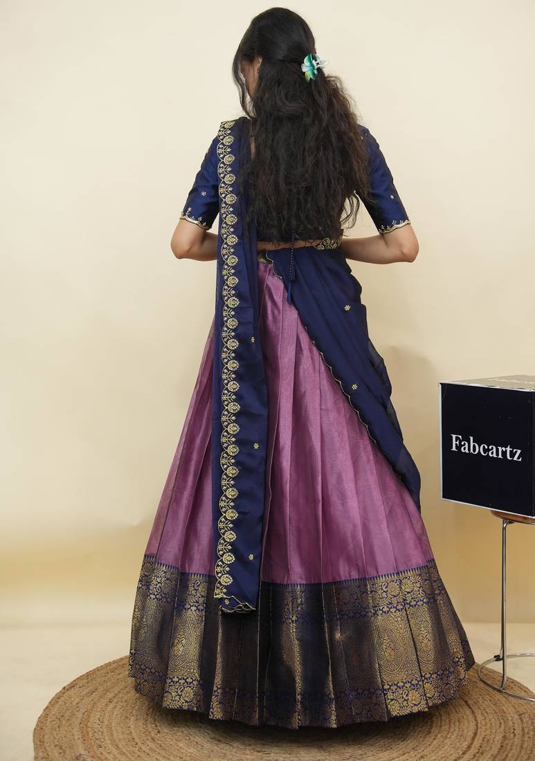 Pink woven art silk lehenga choli
