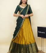 Yellow woven art silk lehenga choli