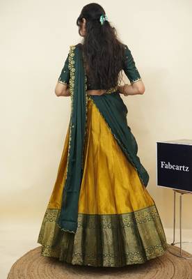 Yellow woven art silk lehenga choli 2