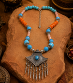 Handcrafted beaded necklace with german silver charm