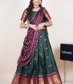Green woven art silk lehenga choli