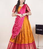Yellow woven art silk lehenga choli