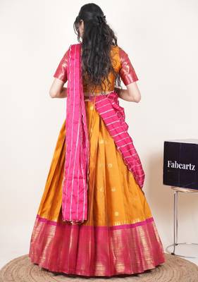 Yellow woven art silk lehenga choli 2