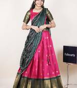 Pink woven art silk lehenga choli