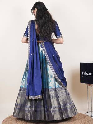 Blue woven art silk lehenga choli 2