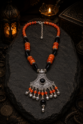Ethnic assorted beads statement necklace 1