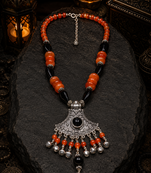 Ethnic assorted beads statement necklace