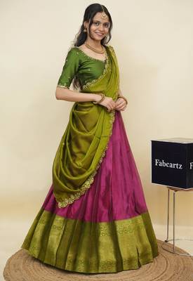 Rose woven art silk lehenga choli 3