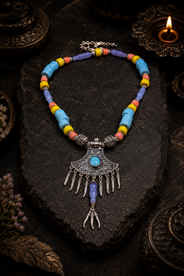 Heritage beads necklace with german silver pendant 2