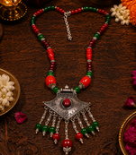 Decorative beads necklace with german silver accent