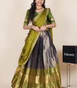 Blue woven art silk lehenga choli