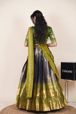 Blue woven art silk lehenga choli 2